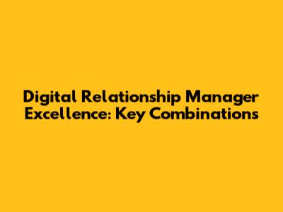 Digital Relationship Manager Excellence: Key Combinations