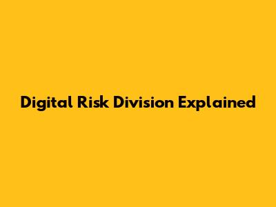 Digital Risk Division Explained