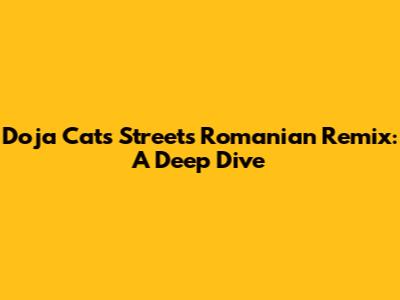 Doja Cat's 'Streets' Romanian Remix: A Deep Dive