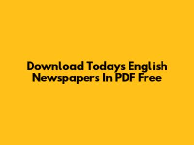 Download Today's English Newspapers In PDF Free