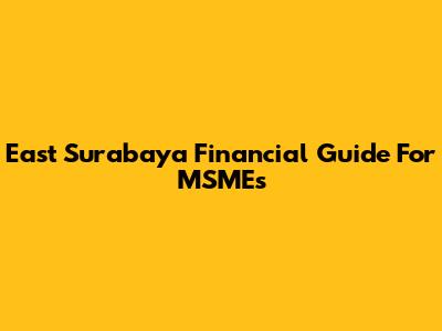 East Surabaya Financial Guide For MSMEs