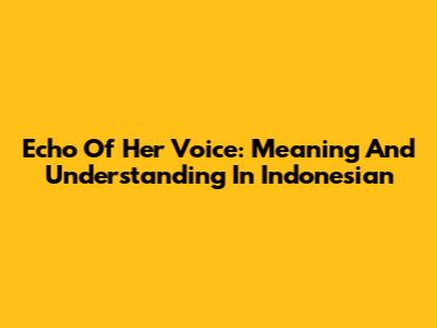 Echo Of Her Voice: Meaning And Understanding In Indonesian