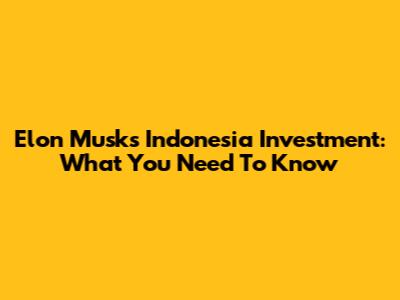 Elon Musk's Indonesia Investment: What You Need To Know