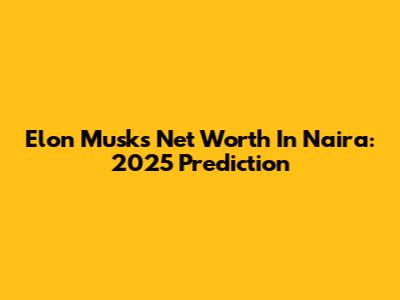 Elon Musk's Net Worth In Naira: 2025 Prediction