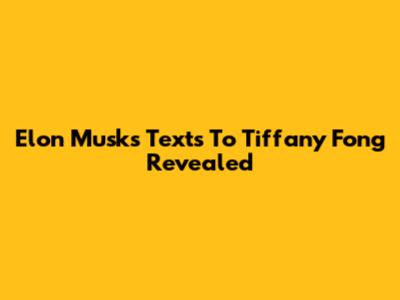 Elon Musk's Texts To Tiffany Fong Revealed