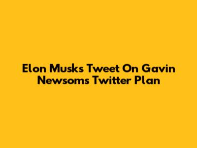 Elon Musk's Tweet On Gavin Newsom's Twitter Plan