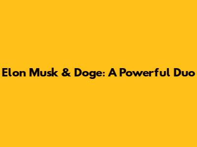 Elon Musk & Doge: A Powerful Duo
