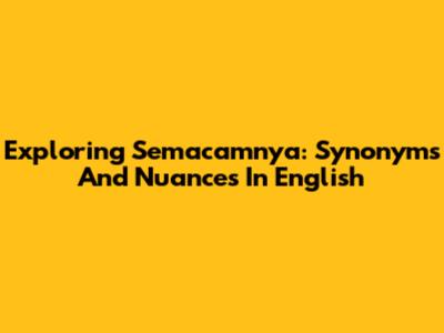 Exploring 'Semacamnya': Synonyms And Nuances In English