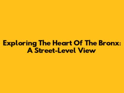 Exploring The Heart Of The Bronx: A Street-Level View