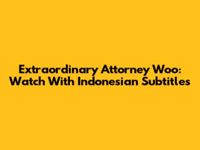 Extraordinary Attorney Woo: Watch With Indonesian Subtitles