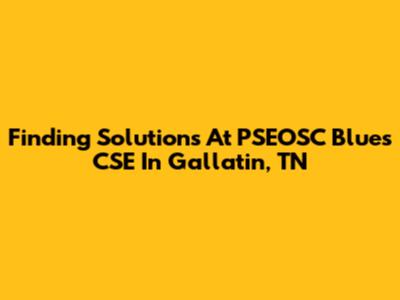 Finding Solutions At PSEOSC Blues CSE In Gallatin, TN