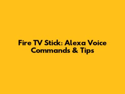 Fire TV Stick: Alexa Voice Commands & Tips
