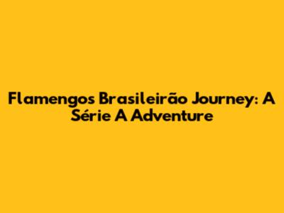 Flamengo's Brasileirão Journey: A Série A Adventure