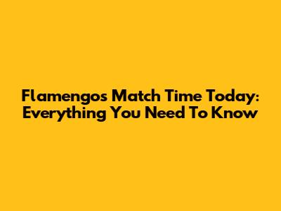 Flamengo's Match Time Today: Everything You Need To Know