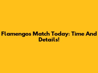 Flamengo's Match Today: Time And Details!