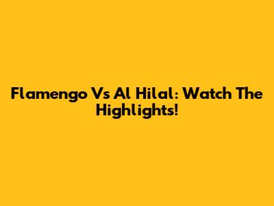 Flamengo Vs Al Hilal: Watch The Highlights!