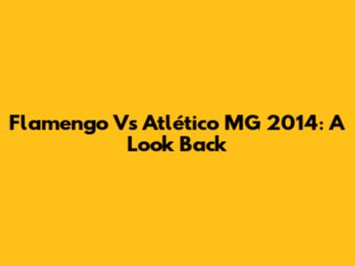 Flamengo Vs Atlético MG 2014: A Look Back