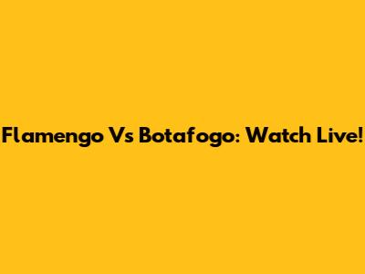 Flamengo Vs Botafogo: Watch Live!