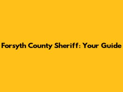 Forsyth County Sheriff: Your Guide