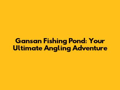 Gansan Fishing Pond: Your Ultimate Angling Adventure
