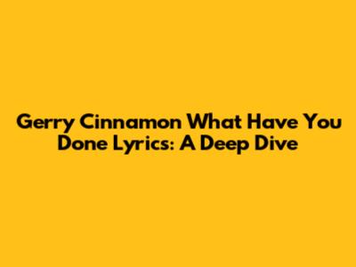 Gerry Cinnamon "What Have You Done" Lyrics: A Deep Dive