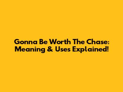 Gonna Be Worth The Chase: Meaning & Uses Explained!