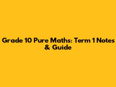 Grade 10 Pure Maths: Term 1 Notes & Guide