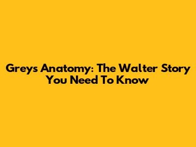 Grey's Anatomy: The Walter Story You Need To Know