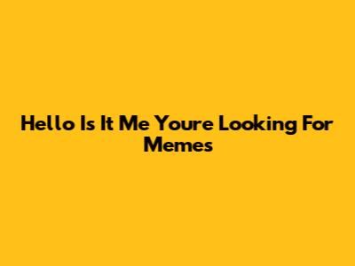 Hello Is It Me You're Looking For Memes