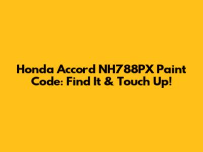 Honda Accord NH788PX Paint Code: Find It & Touch Up!