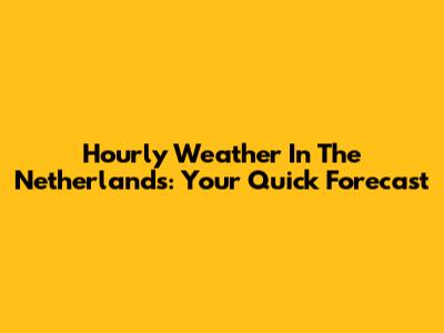 Hourly Weather In The Netherlands: Your Quick Forecast