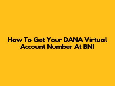 How To Get Your DANA Virtual Account Number At BNI