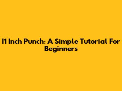 I1 Inch Punch: A Simple Tutorial For Beginners