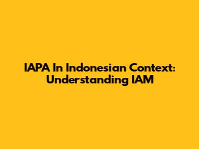 IAPA In Indonesian Context: Understanding IAM