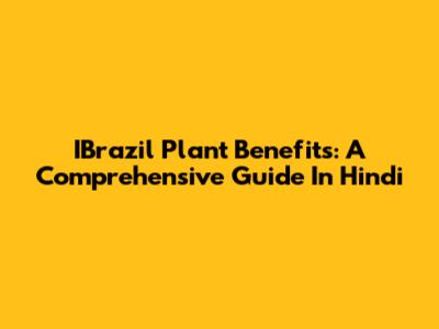 IBrazil Plant Benefits: A Comprehensive Guide In Hindi