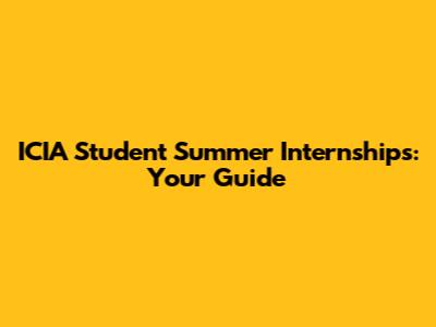 ICIA Student Summer Internships: Your Guide