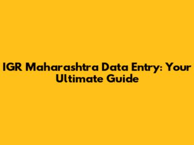 IGR Maharashtra Data Entry: Your Ultimate Guide