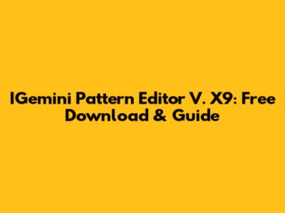IGemini Pattern Editor V. X9: Free Download & Guide