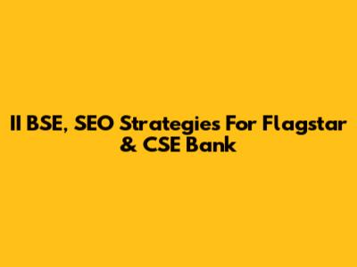 II BSE, SEO Strategies For Flagstar & CSE Bank