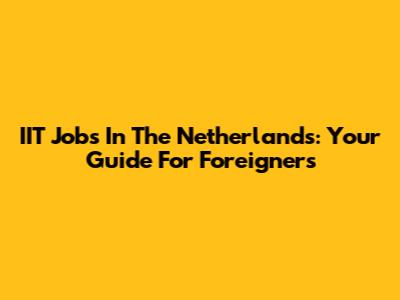 IIT Jobs In The Netherlands: Your Guide For Foreigners