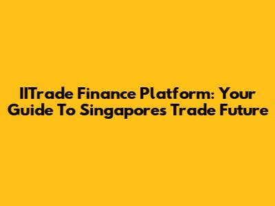 IITrade Finance Platform: Your Guide To Singapore's Trade Future