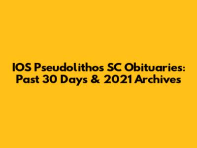 IOS Pseudolithos SC Obituaries: Past 30 Days & 2021 Archives