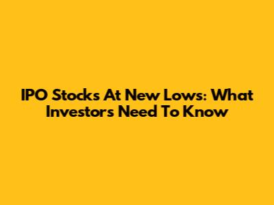 IPO Stocks At New Lows: What Investors Need To Know