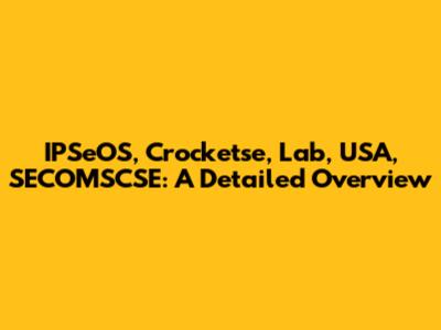 IPSeOS, Crocketse, Lab, USA, SECOMSCSE: A Detailed Overview