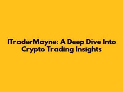 ITraderMayne: A Deep Dive Into Crypto Trading Insights