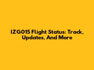 IZG015 Flight Status: Track, Updates, And More