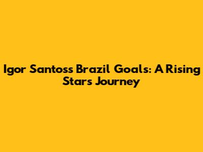 Igor Santos's Brazil Goals: A Rising Star's Journey