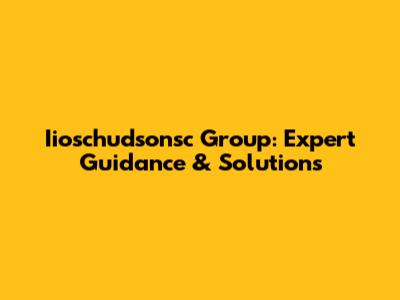 Iioschudsonsc Group: Expert Guidance & Solutions
