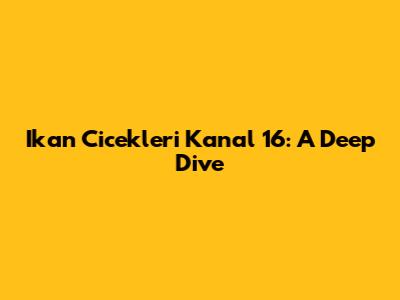 Ikan Cicekleri Kanal 16: A Deep Dive