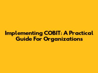 Implementing COBIT: A Practical Guide For Organizations